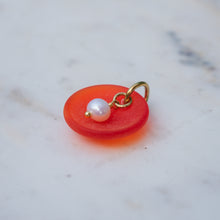 Load image into Gallery viewer, Orange Sea Glass and Pearl Charm