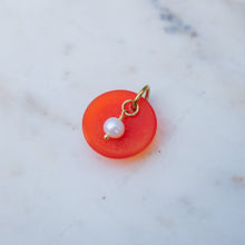 Load image into Gallery viewer, Orange Sea Glass and Pearl Charm
