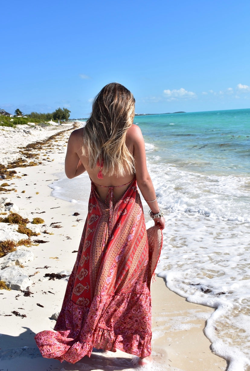 Silk Bohemian Halter Dress Silk Bohemian Halter Dress